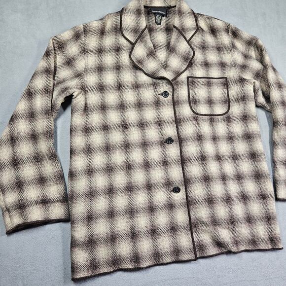 Vtg Banana Republic Shacket Womens S Oversized Alpaca Mohair Plaid Jacket Brown - Picture 3 of 16